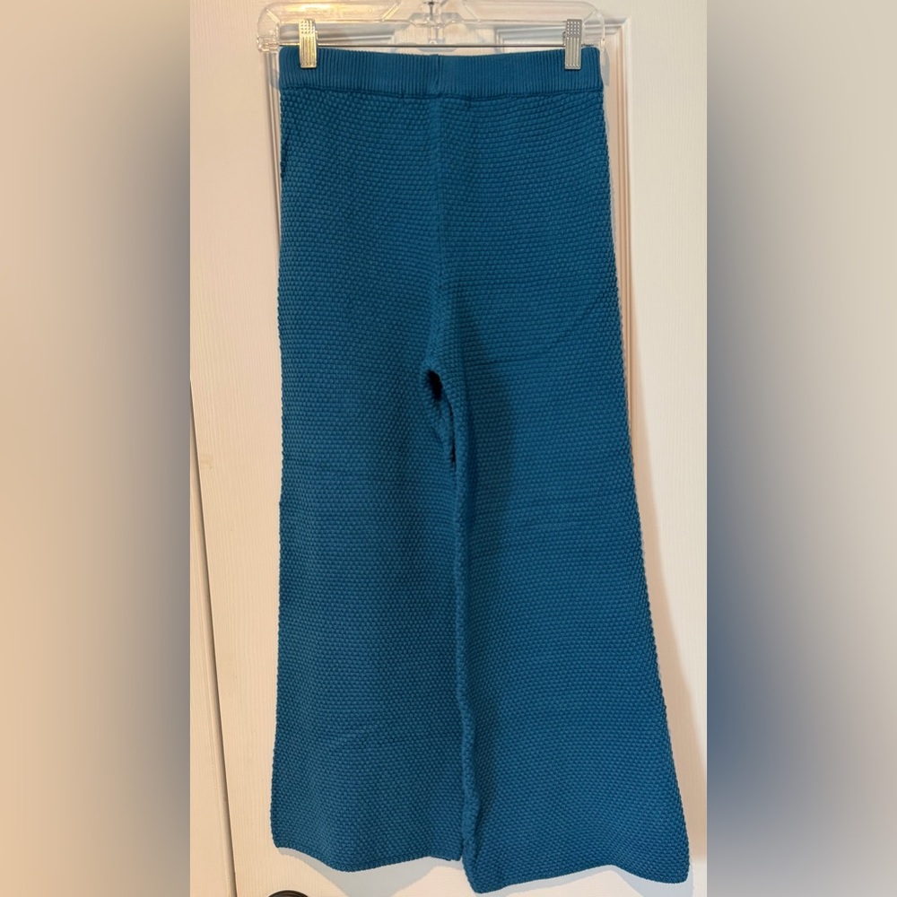 Free People Beach Teal Knit Flared Sweater Pants Size XS